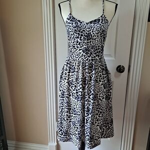 Yathon Size Small Women's Black/White Cheetah Print Sundress